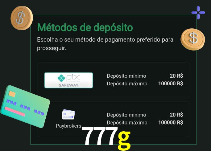 O cassino 777g oferece uma grande variedade de métodos de pagamento